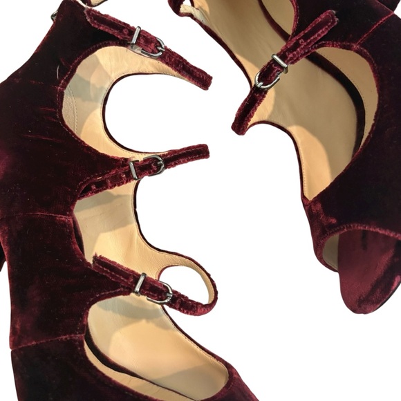 Alexandre Birman Kyle Velvet Mary Jane Block Heels Pumps Burgundy, EU 38.5/8.5 - Picture 13 of 15